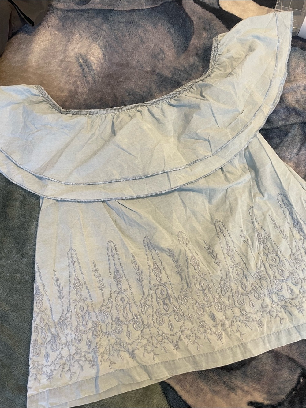 Lane Bryant Pale Blue Embroidered Off-Shoulder Blouse